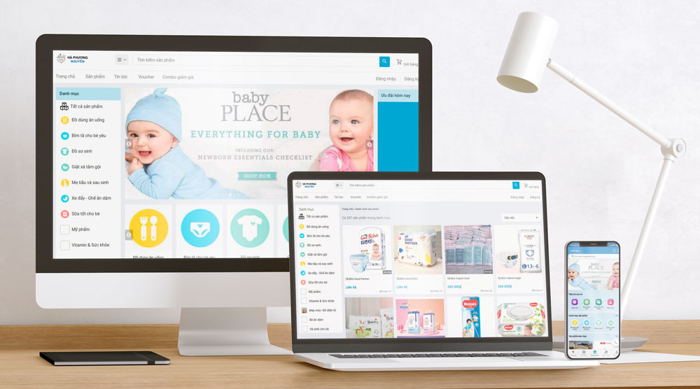 App và web bán hàng mẹ và bé