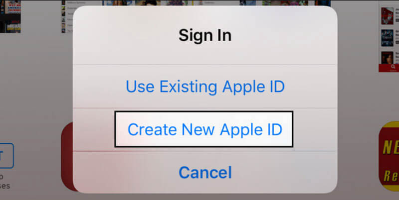 chọn Create New Apple ID